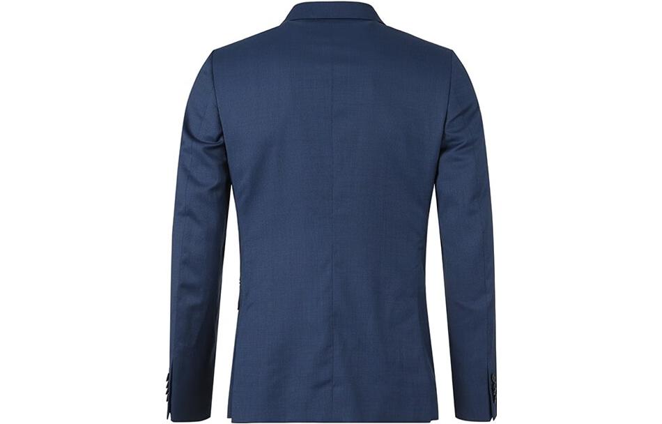 Shop 傑尼亞SS23純色格紋單排扣長袖西裝藍色。 522752A5-281CGA