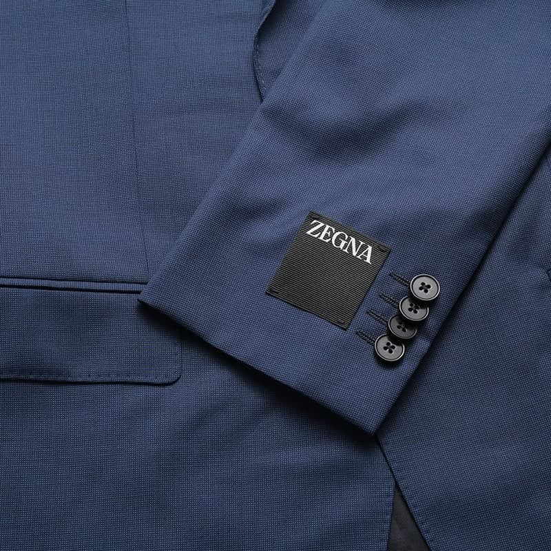 Cheap 傑尼亞SS23純色格紋單排扣長袖西裝藍色。 522752A5-281CGA