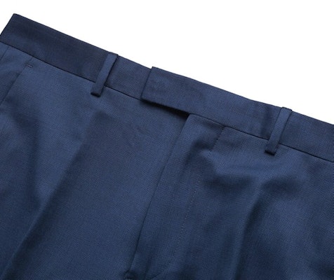 傑尼亞SS23純色格紋單排扣長袖西裝藍色。 522752A5-281CGA 1