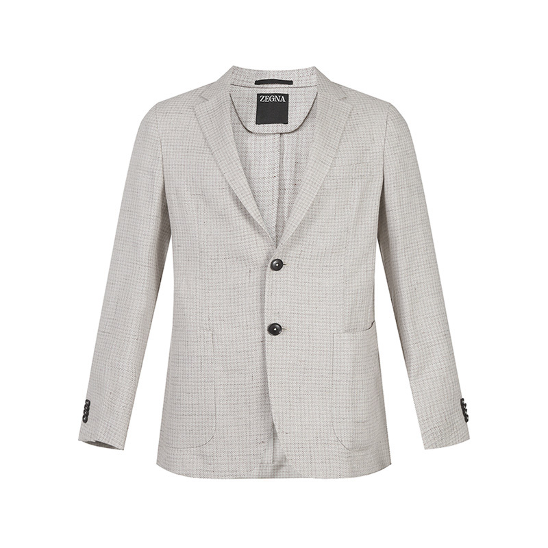 Order Zegna SS24 米色格紋單排扣西裝外套。 77670-0A71DN-MG0