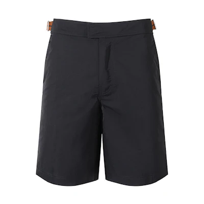 Zegna SS24 Black Mid-Rise Straight Beach Shorts with Zipper. N7B73-2410-001