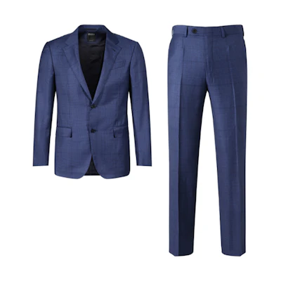 Zegna SS24 Blue Checkered Single-Breasted Pleated Casual Suit. 71651-1A7221-225