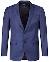 Lookbook Zegna SS24 藍色格紋單排扣摺皺休閒西裝套裝 71651-1A7221-225