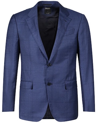 杰尼亚 SS24 蓝色格纹单排扣褶皱休闲西装。 71651-1A7221-225 Lookbook 杰尼亚 SS24 蓝色格纹单排扣褶皱休闲西装。 71651-1A7221-225