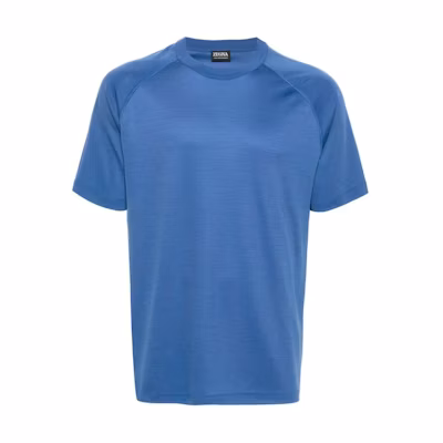 Zegna SS24 Blue Solid Color Crew Neck Casual Short Sleeve T-Shirt UD328A-7DCT-706