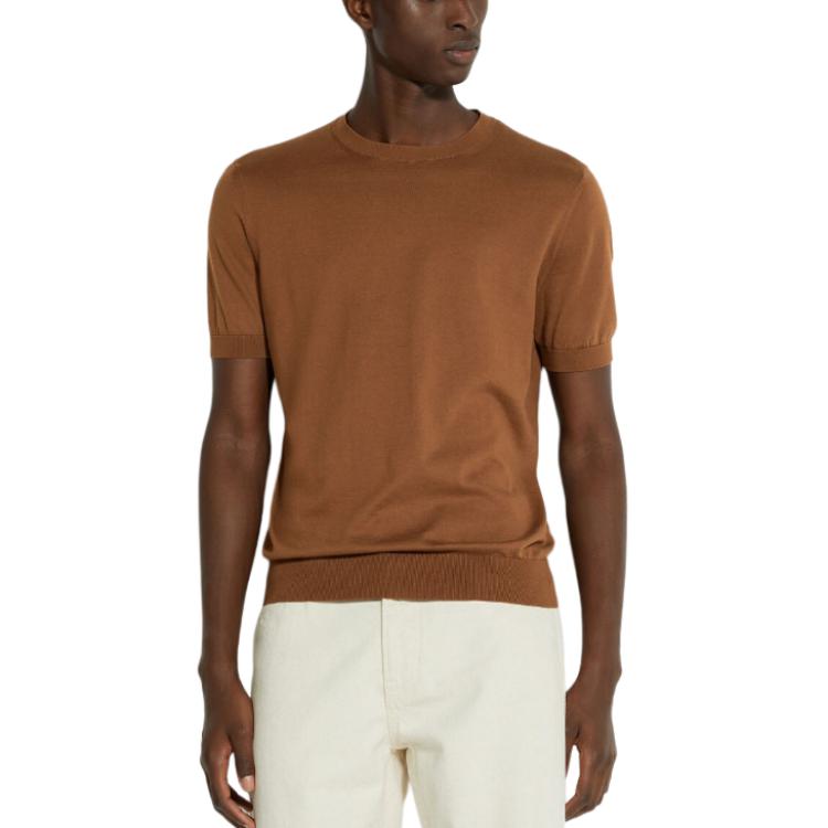 Lookbook Zegna SS24 棕色羅紋圓領短袖 T 恤 UDC90-A7C10-N05