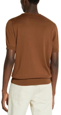 Zegna SS24 棕色羅紋圓領短袖 T 恤 UDC90-A7C10-N05 Shop Zegna SS24 棕色羅紋圓領短袖 T 恤 UDC90-A7C10-N05