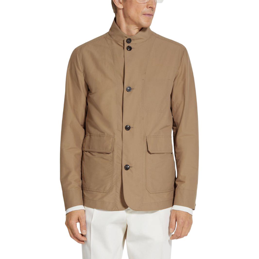 Lookbook ゼニア SS24 ブラウン 無地 スタンドカラー 長袖ジャケット UDT12A7-D230-N04