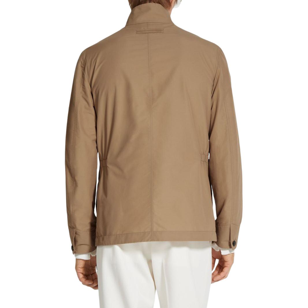 Shop ゼニア SS24 ブラウン 無地 スタンドカラー 長袖ジャケット UDT12A7-D230-N04