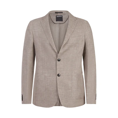 Zegna SS24 Brown Woven Single-Breasted Long Sleeve Blazer 77671-1A71DN-MG0