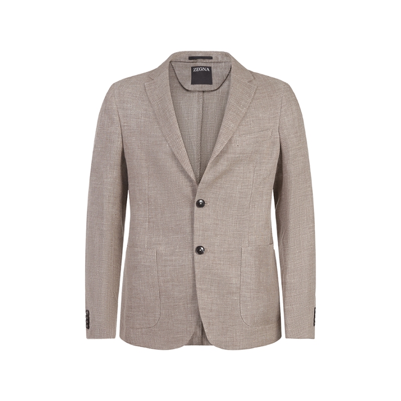 Order Zegna SS24 棕色編織單排扣長袖西裝外套 77671-1A71DN-MG0
