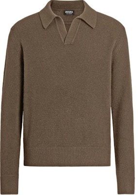 Zegna SS24 卡其棕色羊絨長袖套頭衫 UEK85-A8131 Buy Zegna SS24 卡其棕色羊絨長袖套頭衫 UEK85-A8131