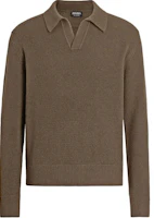 Order Zegna SS24 卡其棕色羊絨長袖套頭衫 UEK85-A8131