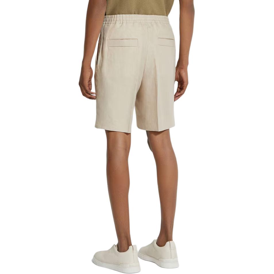Purchase Zegna SS24 休閒直筒短褲 米色彈性中腰 UDI18A-7TB14-N03