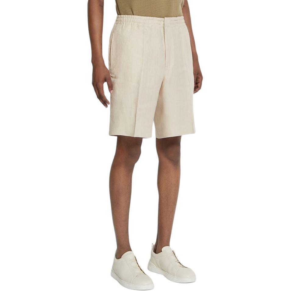 Details for Zegna SS24 休閒直筒短褲 米色彈性中腰 UDI18A-7TB14-N03