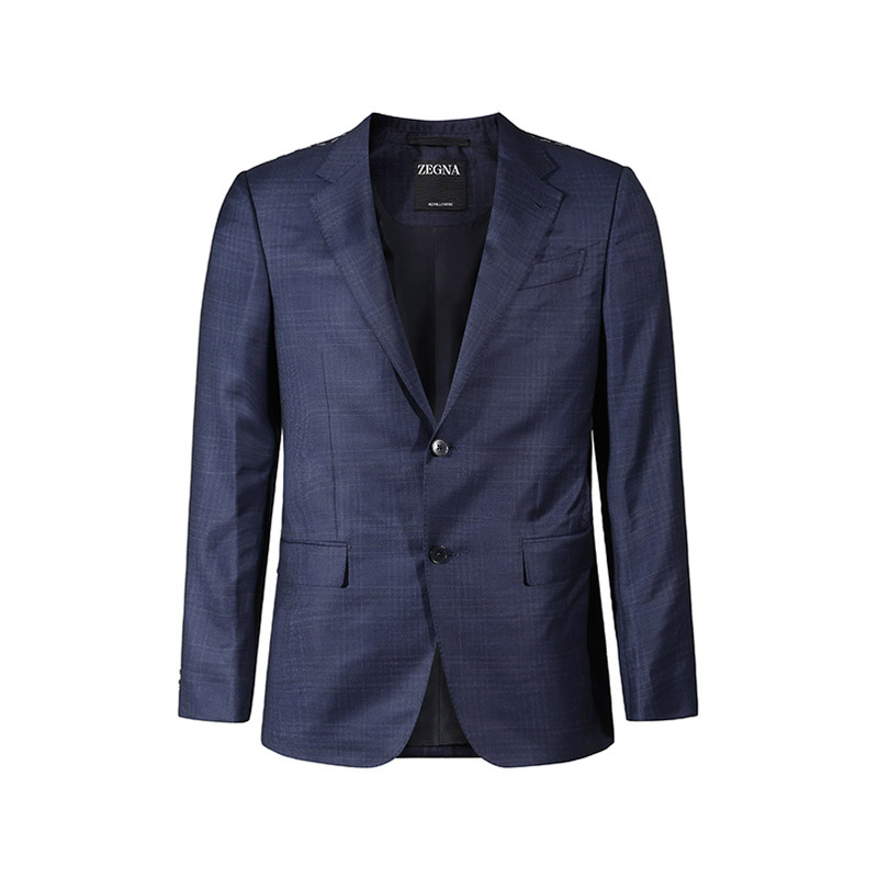 Lookbook Zegna SS24 深藍格紋單排扣西裝套裝. 71650-5A7221-225