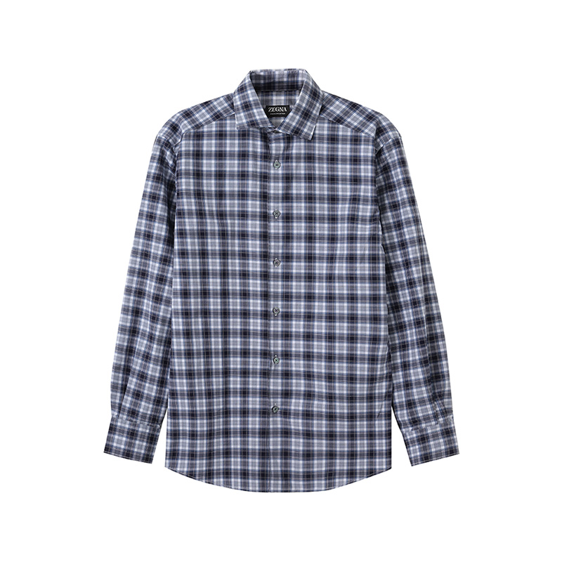 Zegna SS24  Checkered Print Single-Breasted Long Sleeve Shirt Multicolor UDX21-A7SRF5-126