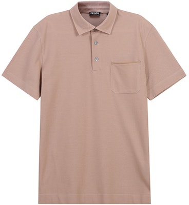 Zegna SS24 Polo Lengan Pendek Warna Cinnamon Pink dengan Poket. UD392A-7D752-P04 Order Zegna SS24 Polo Lengan Pendek Warna Cinnamon Pink dengan Poket. UD392A-7D752-P04
