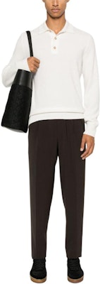 Zegna SS24 咖啡棕色寬鬆錐形彈性腰圍長褲 8ZF02-8A873G-CC2 Lookbook Zegna SS24 咖啡棕色寬鬆錐形彈性腰圍長褲 8ZF02-8A873G-CC2