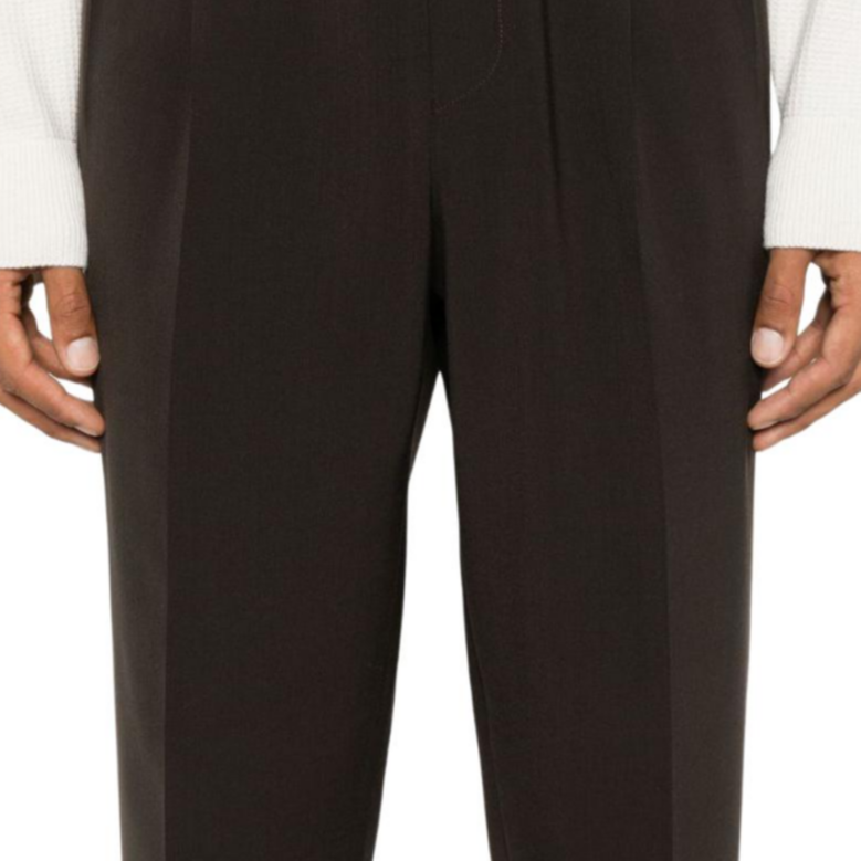 Details for Zegna SS24 咖啡棕色寬鬆錐形彈性腰圍長褲 8ZF02-8A873G-CC2