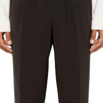 Zegna SS24 咖啡棕色寬鬆錐形彈性腰圍長褲 8ZF02-8A873G-CC2 Details for Zegna SS24 咖啡棕色寬鬆錐形彈性腰圍長褲 8ZF02-8A873G-CC2