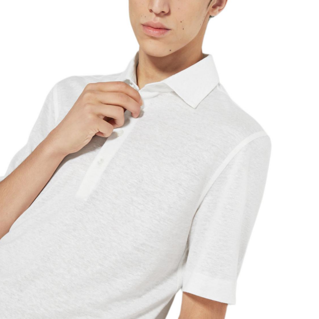 Zegna SS24  Fluorescent White Button-Up Short-Sleeve Polo Shirt. UD349-A7D770-N00 圖 5