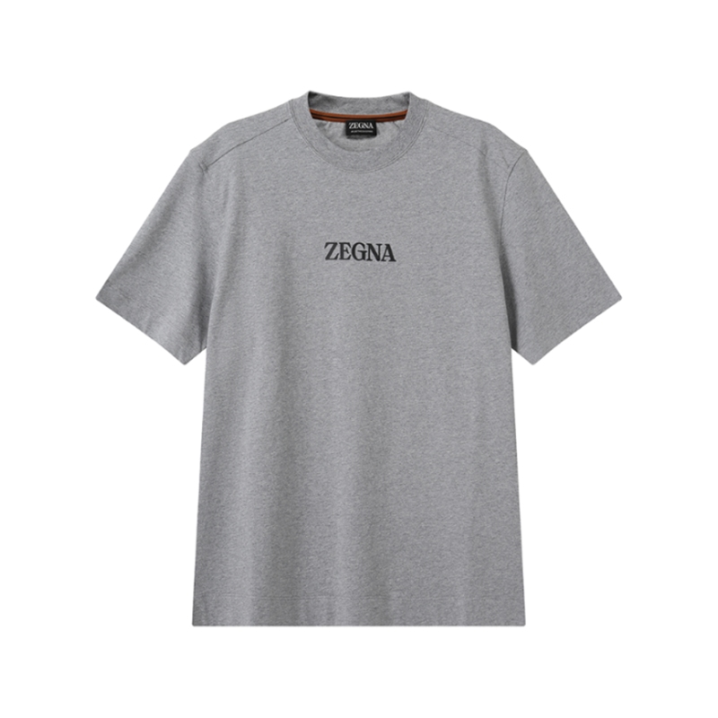 Zegna SS24  Grey Logo Graphic Print Crewneck T-Shirt UD364-A7D777-K95