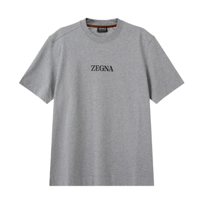 Zegna SS24 Grey Logo Graphic Print Crewneck T-Shirt UD364-A7D777-K95