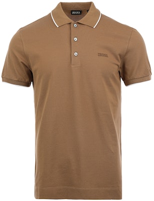 Zegna SS24 Kemeja Polo L/K Coklat Muda dengan Corak Logo. UD358-A7D746-N04 Order Zegna SS24 Kemeja Polo L/K Coklat Muda dengan Corak Logo. UD358-A7D746-N04
