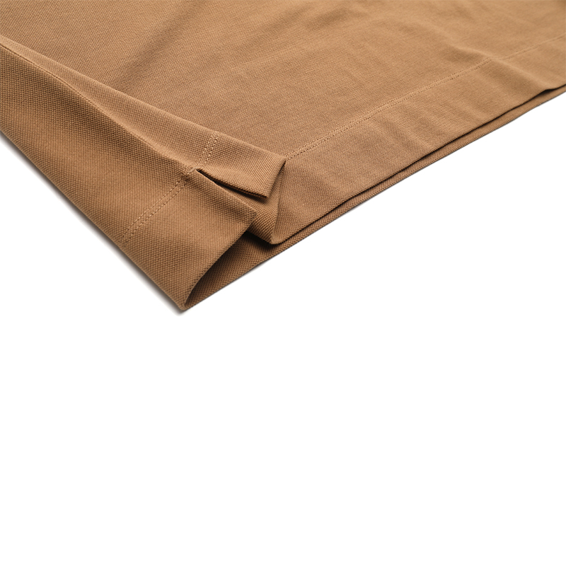 Details for Zegna SS24 Kemeja Polo L/K Coklat Muda dengan Corak Logo. UD358-A7D746-N04