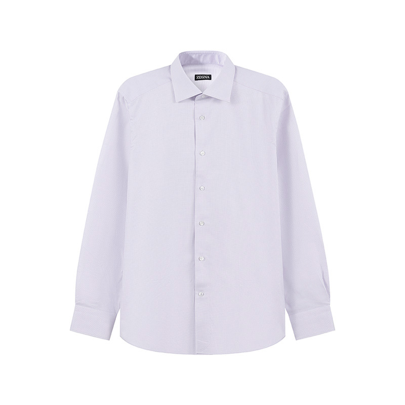 Zegna SS24  Light Purple Casual Long Sleeve Shirt Solid Single-Breasted 70162-3A79MS-0JI