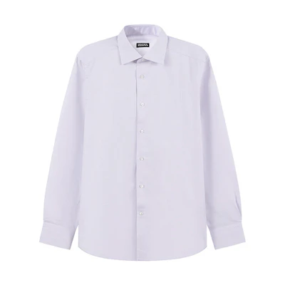 Zegna SS24 Light Purple Casual Long Sleeve Shirt Solid Single-Breasted 70162-3A79MS-0JI