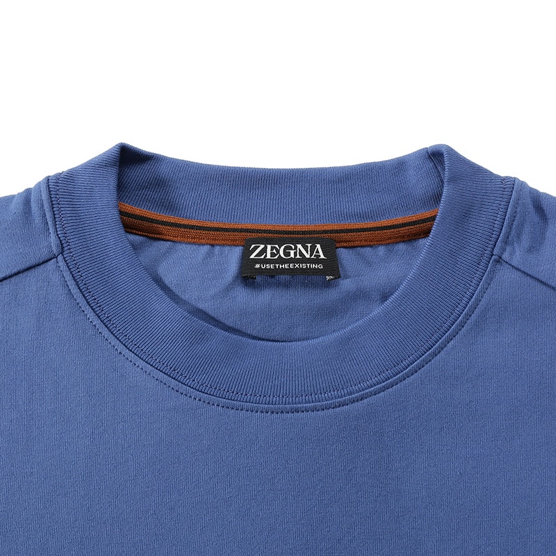 Purchase Zegna SS24 藍色Logo印花短袖圓領T恤。 UD364-A7D777-A07