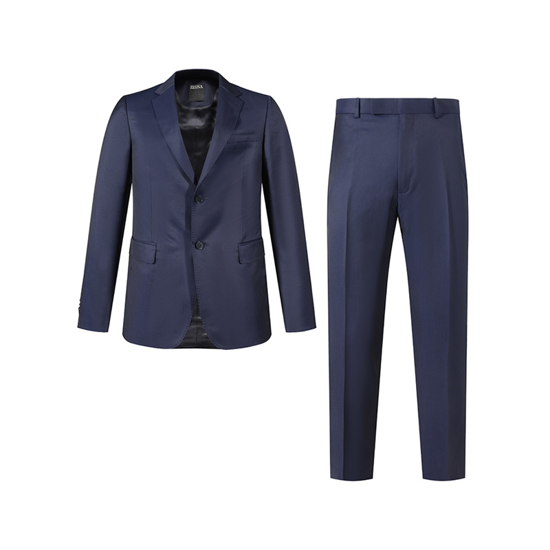 Zegna SS24  Navy Single Breasted Suit with Pleated Trousers. 71770-0A7281-CGA