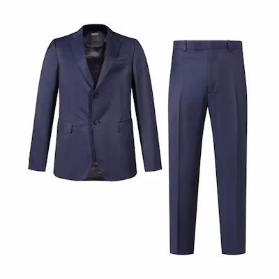 Zegna SS24 Navy Single Breasted Suit with Pleated Trousers. 71770-0A7281-CGA