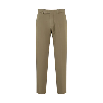 Zegna SS24 Olive Green Mid-Rise Zipper Casual Pants. UDI37A-7TN10-V03