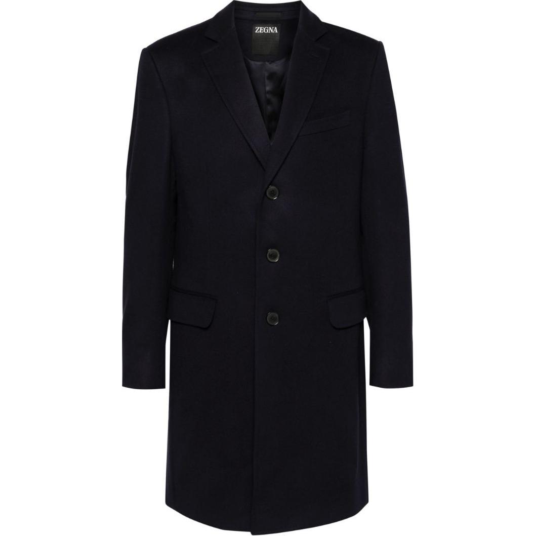 Zegna SS24  Oxford Blue Slim-Fit Single-Breasted Mid-Length Coat. 89870-6A84GJ
