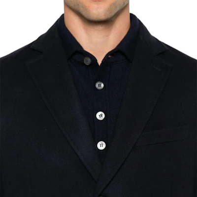 Zegna SS24 牛津藍修身單排扣中長版大衣 89870-6A84GJ Details for Zegna SS24 牛津藍修身單排扣中長版大衣 89870-6A84GJ