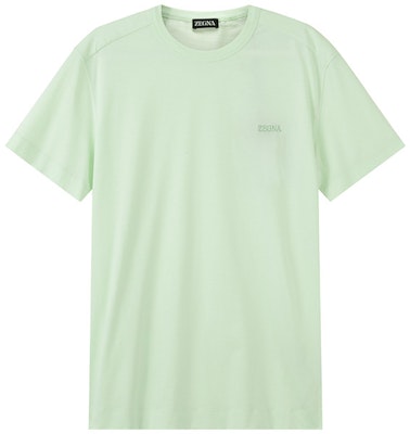 Zegna SS24 粉綠刺繡標誌短袖T恤。 UD360A-7D760-V02 Order Zegna SS24 粉綠刺繡標誌短袖T恤。 UD360A-7D760-V02