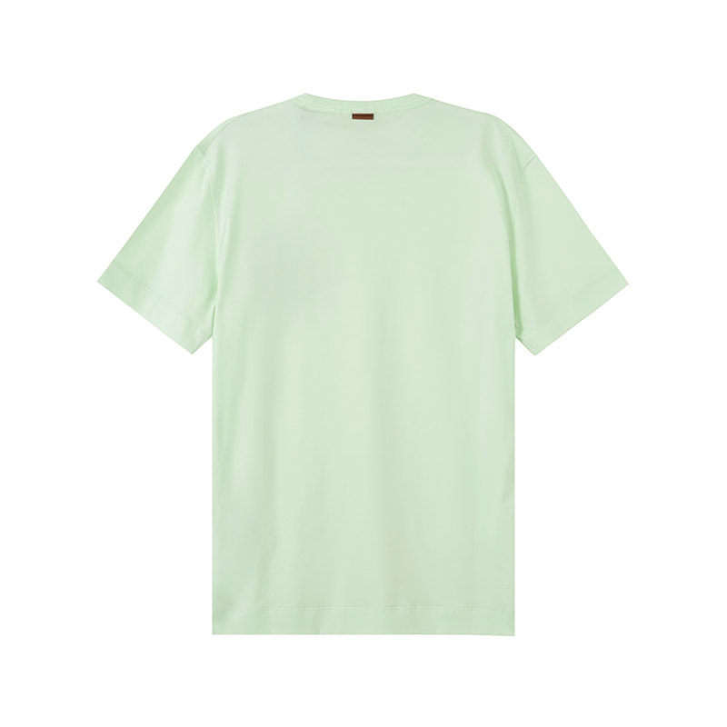 Lookbook Zegna SS24 粉綠刺繡標誌短袖T恤。 UD360A-7D760-V02