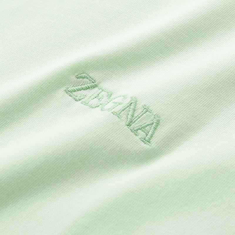 Purchase Zegna SS24 粉綠刺繡標誌短袖T恤。 UD360A-7D760-V02