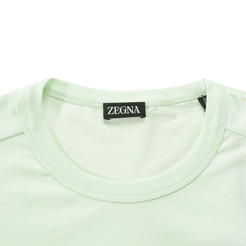 Details for Zegna SS24 粉綠刺繡標誌短袖T恤。 UD360A-7D760-V02