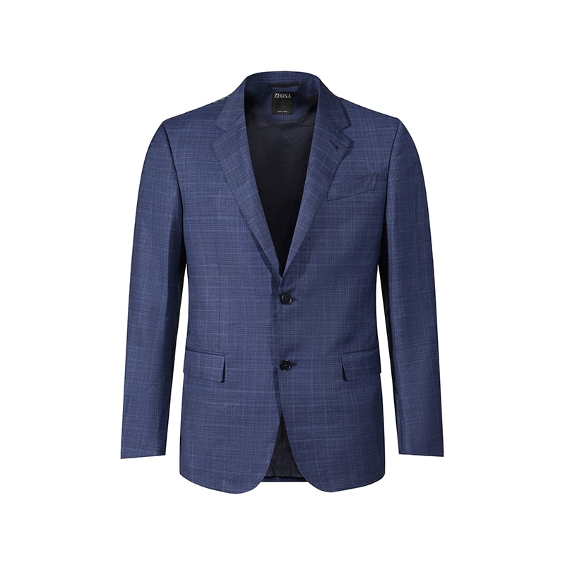 Lookbook Zegna SS24 深藍色格紋單排扣後開衩西裝 72204-9A7221-225