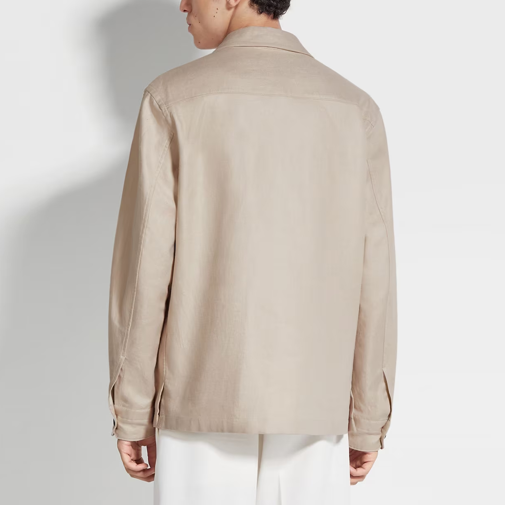Shop Zegna SS24  Plain Long Sleeve Button-Up Shirt Light Beige UDV60A7-SOT10-N03