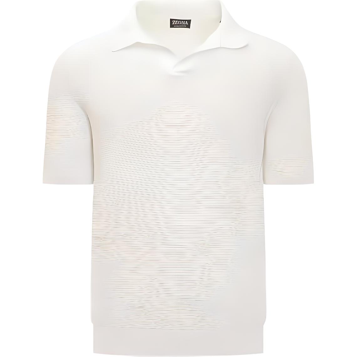 Zegna SS24  Plain White Short Sleeve Polo Shirt with Buttoned Collar. UDC95A7C32N01