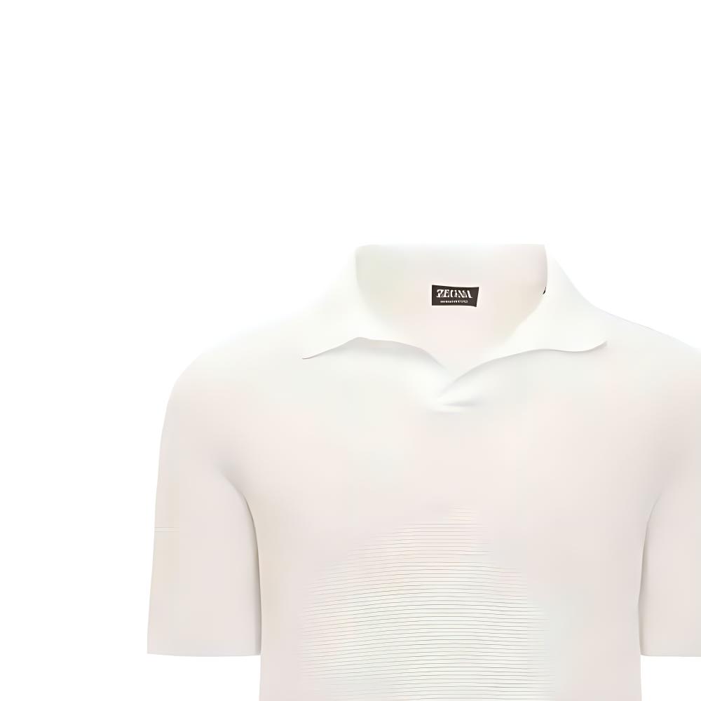 Shop 제냐 SS24 화이트 반팔 버튼 카라 폴로 셔츠. UDC95A7C32N01