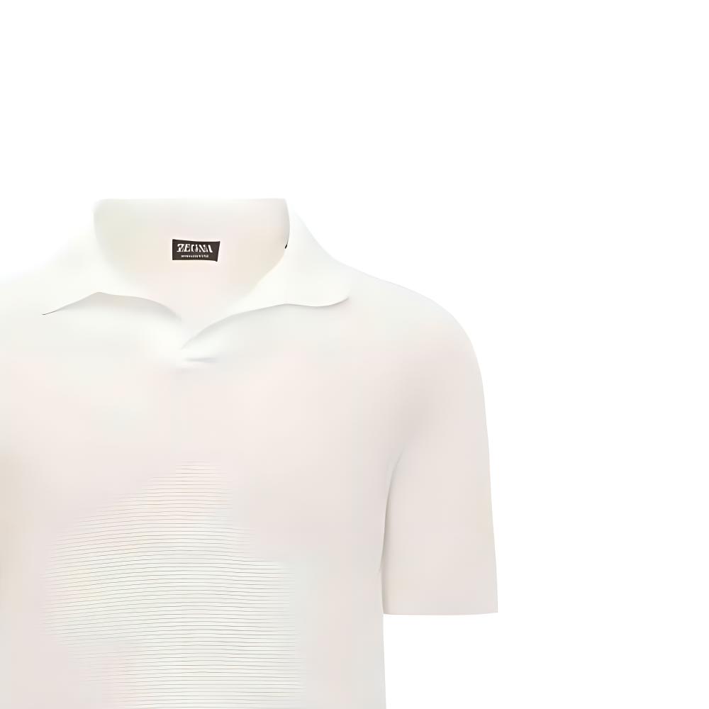 Purchase 제냐 SS24 화이트 반팔 버튼 카라 폴로 셔츠. UDC95A7C32N01