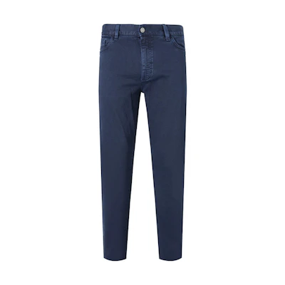 Zegna SS24 Slim-Fit Mid-Rise Casual Jeans in Dark Blue. UDI45-A7CITYX-B08