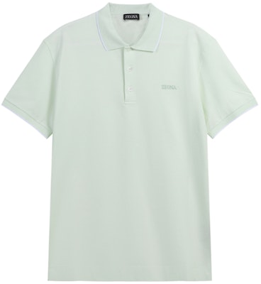 Zegna SS24 修身版淡綠色刺繡標誌短袖POLO衫. UD358A-7D746-V02 Order Zegna SS24 修身版淡綠色刺繡標誌短袖POLO衫. UD358A-7D746-V02