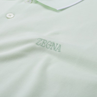Zegna SS24 修身版淡綠色刺繡標誌短袖POLO衫. UD358A-7D746-V02 Shop Zegna SS24 修身版淡綠色刺繡標誌短袖POLO衫. UD358A-7D746-V02